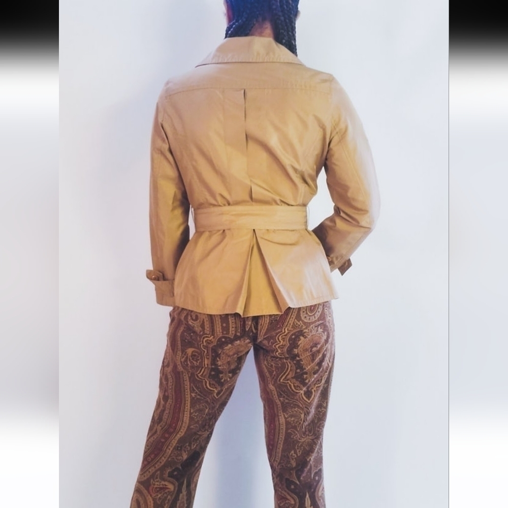 Talbots Tan Button Up Trench Jacket Size 16p - image 2